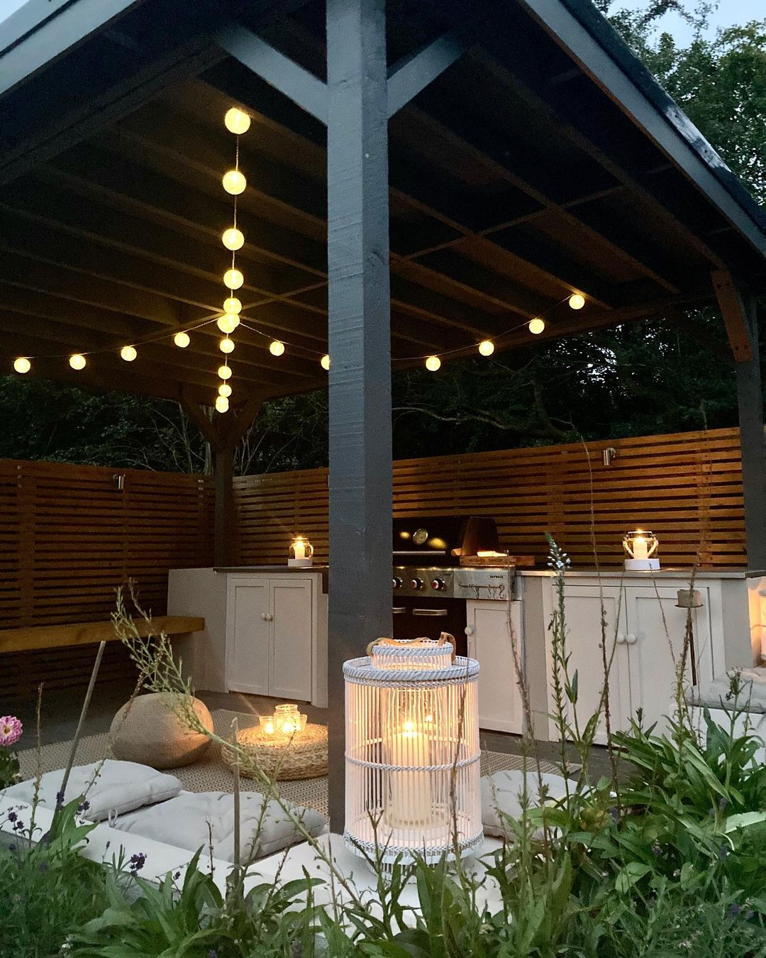 The lighting in this BBQ area is really interesting. It can be used to light up the area and to be decorative items.