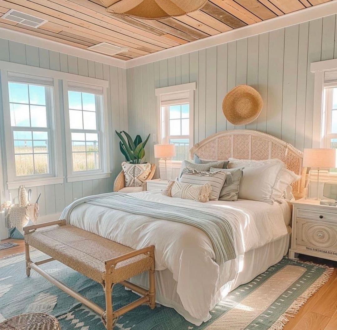 Look at the soft blue color applied to many parts of this room. You can see the effect of the color which is soft, calming, fresh, and sun at the same time.