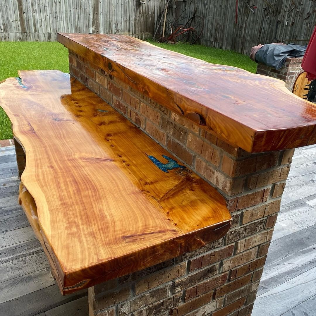 Look at the lines that the wood has for this bar table! the lines are the layers of the wood that represent the age of the wood.