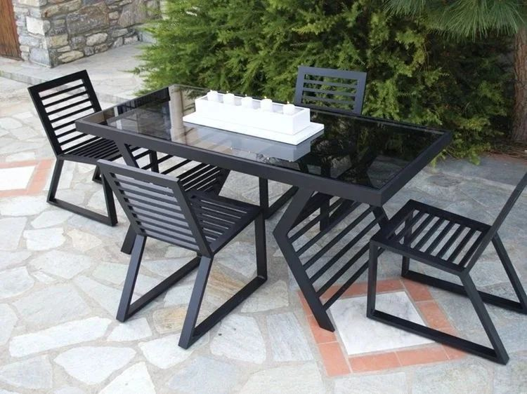 The steel material furniture is perfect in black color. It can be made with lines and standpoints to make it minimalist and futuristic.