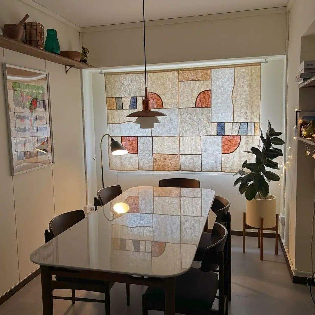 This curtain is made of linen which is one of the airy fabric types. Look at how adorable the design of the curtain with patterns created and colors applied.