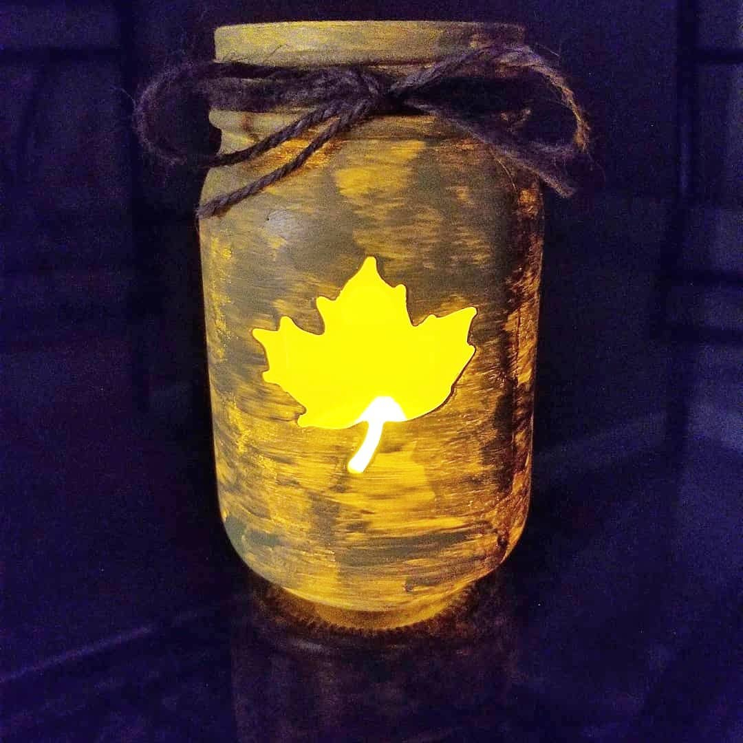 Autumn mason jar candle holder