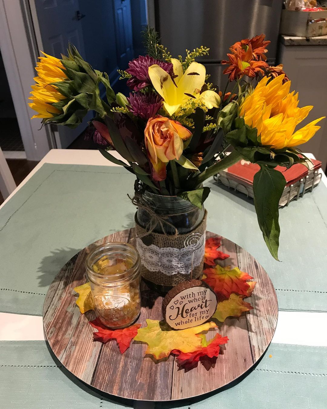 Fall mason jar centerpiece