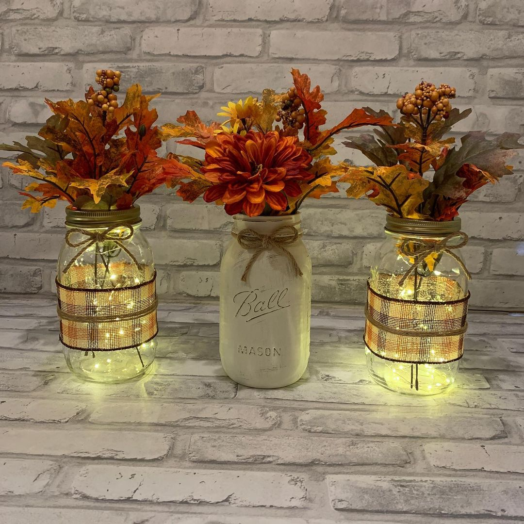 Fall mason jar luminaries