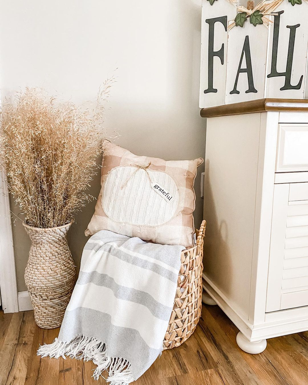 Styling fall throws in the basket