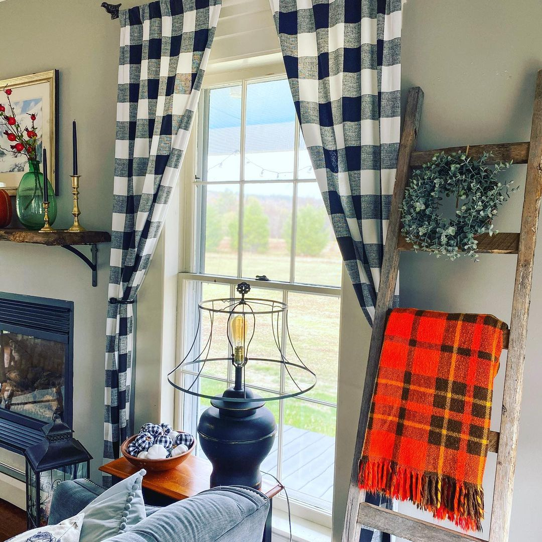 Black and white plaid curtains