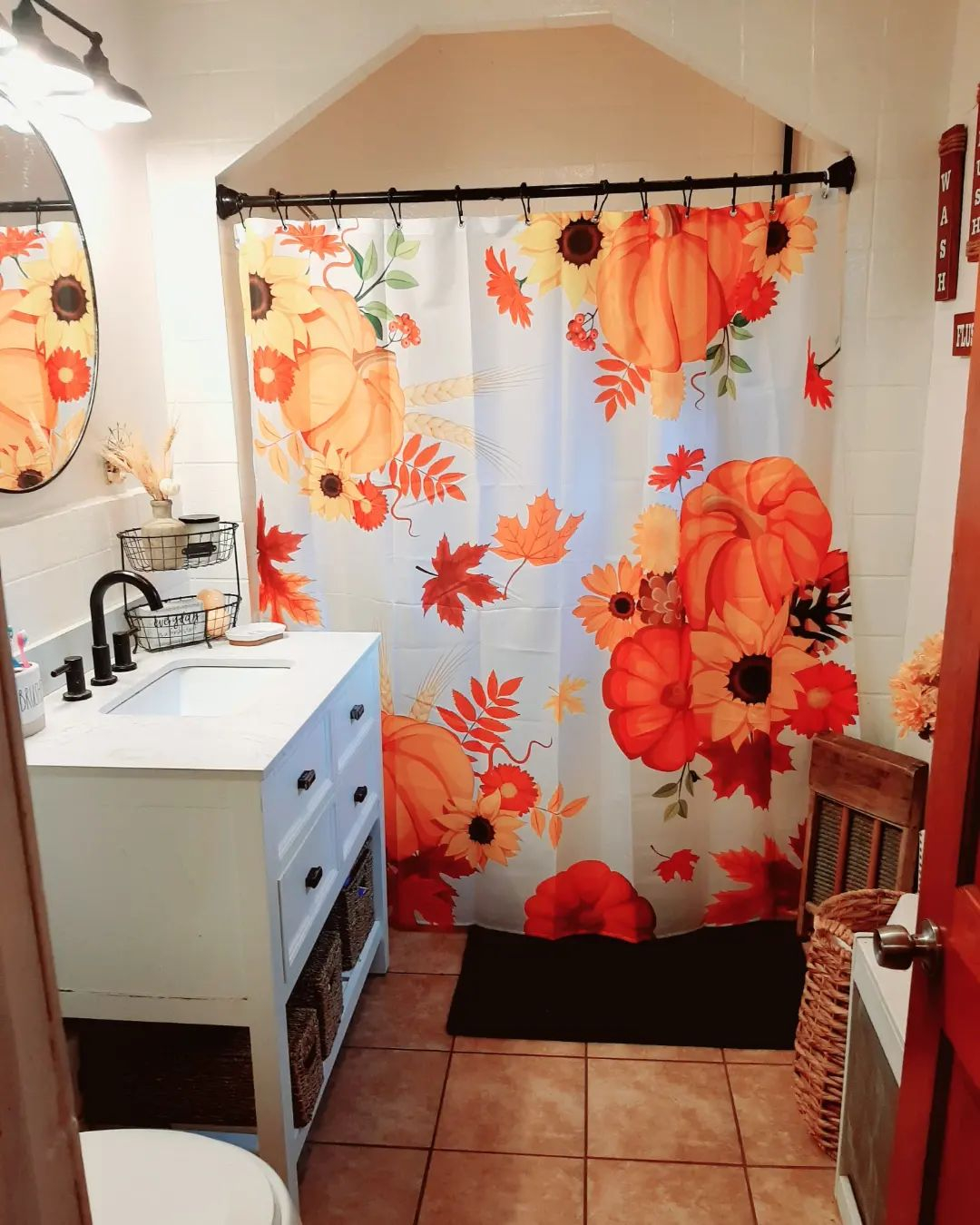 Fall shower curtain
