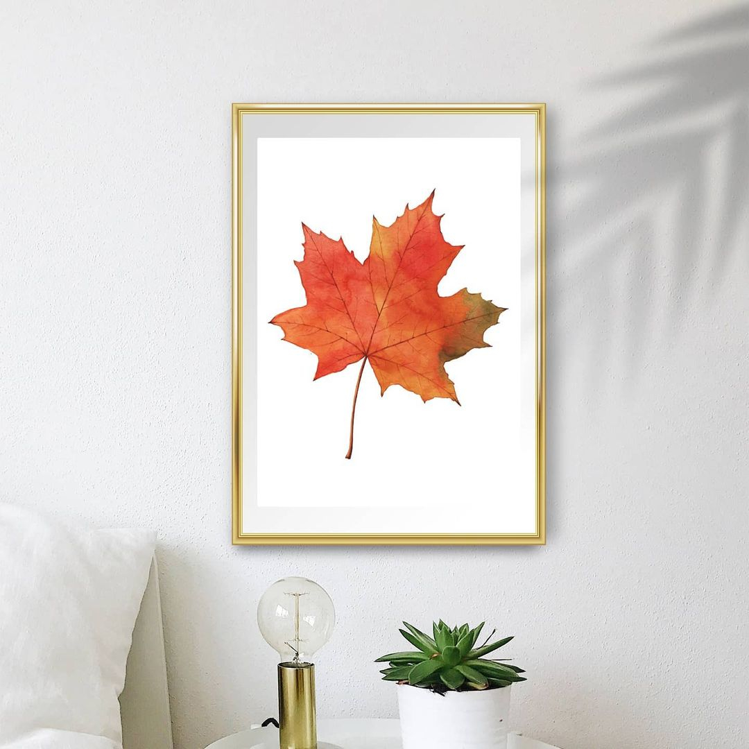 Framed maple leaf print