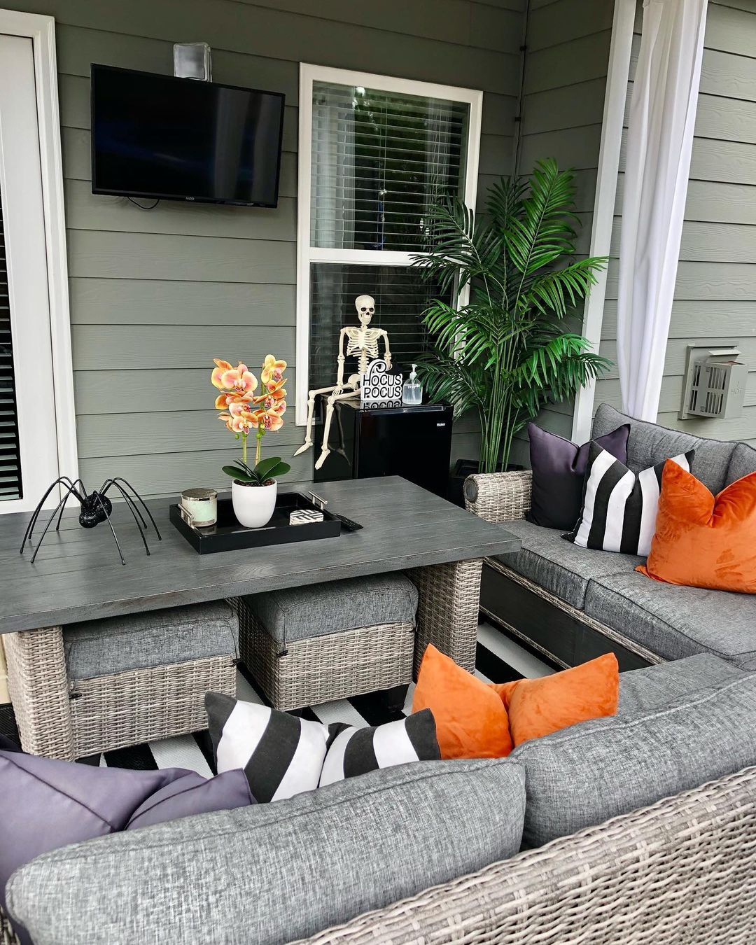 Halloween-themed patio decor