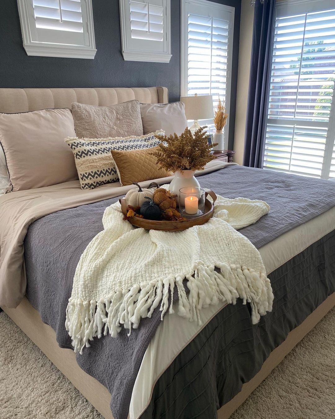 Layered blankets and pillows