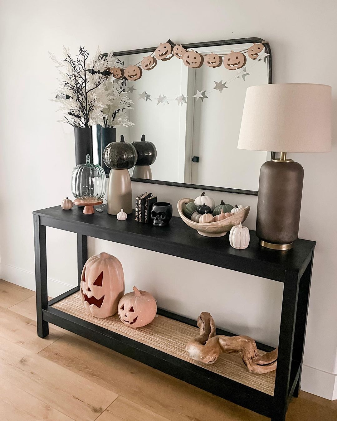 Elegant Halloween console table decor