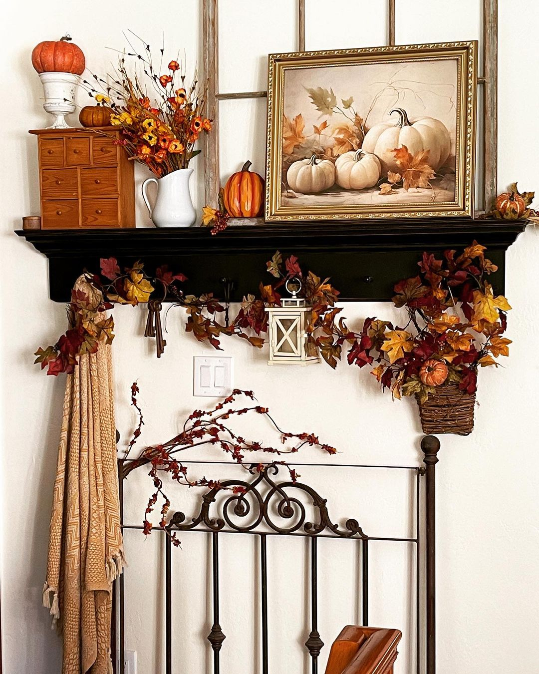 Pumpkins and foliage decorations