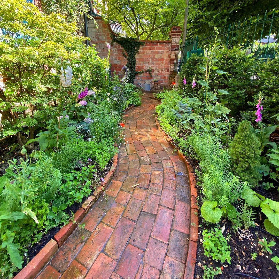Brick garden path