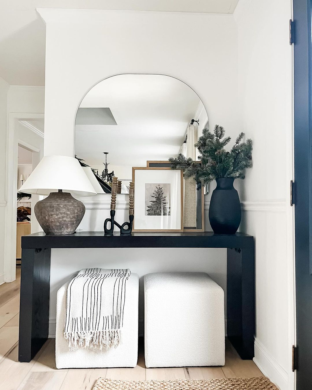Neutral winter entryway decor