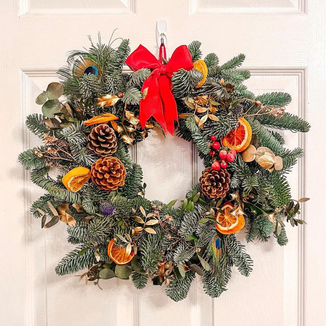 Traditional evergreen wreath