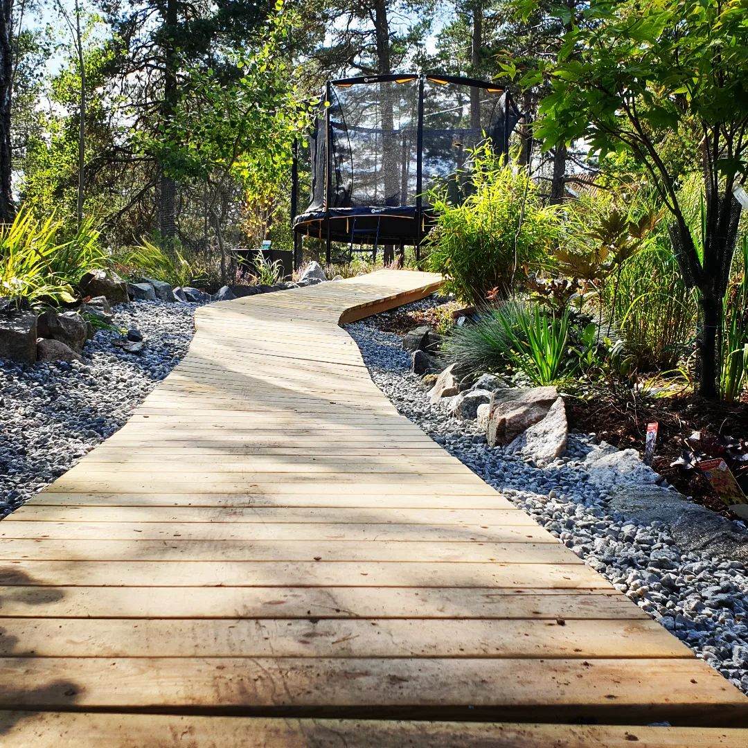 Wood plank pathways