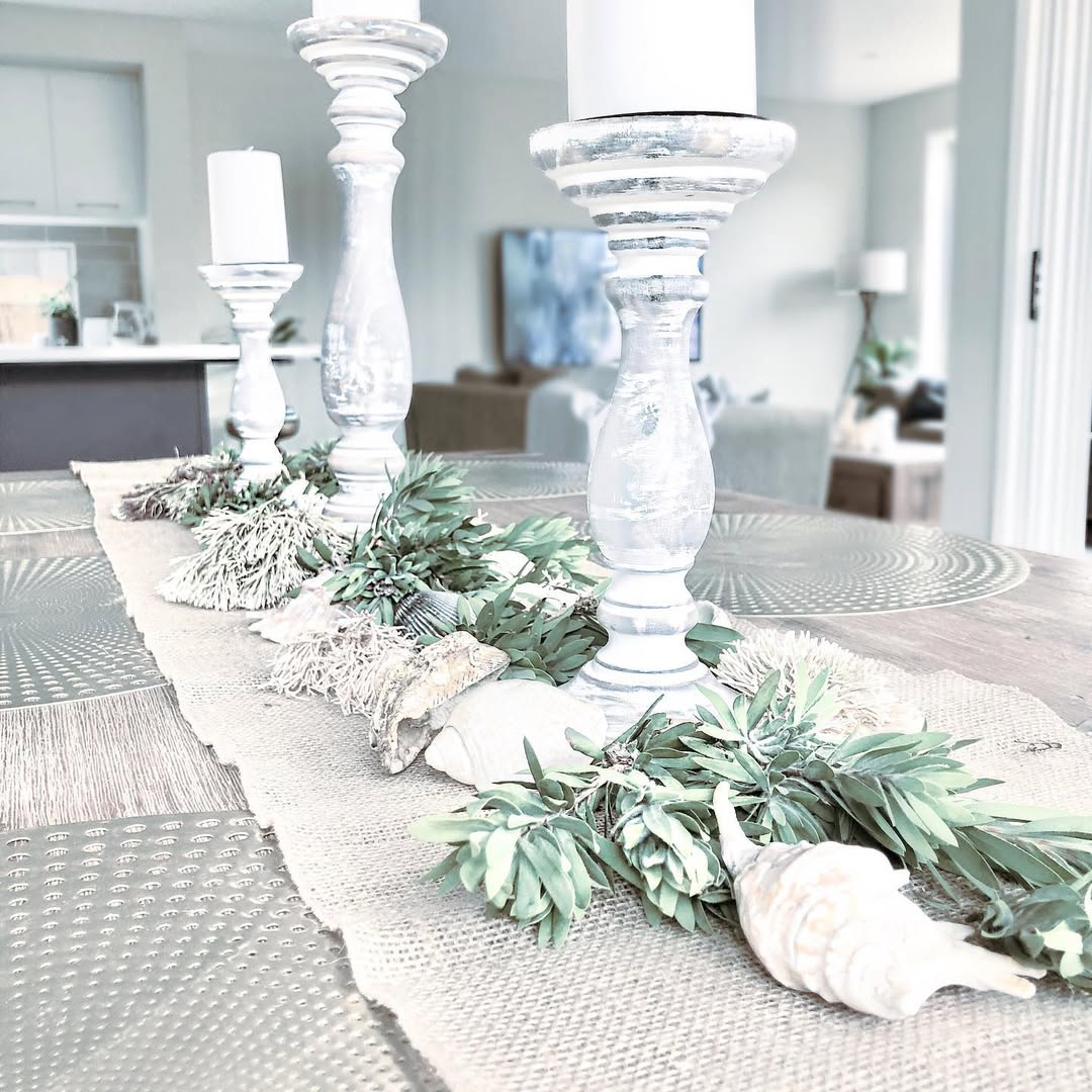 Beachy Christmas tablescape