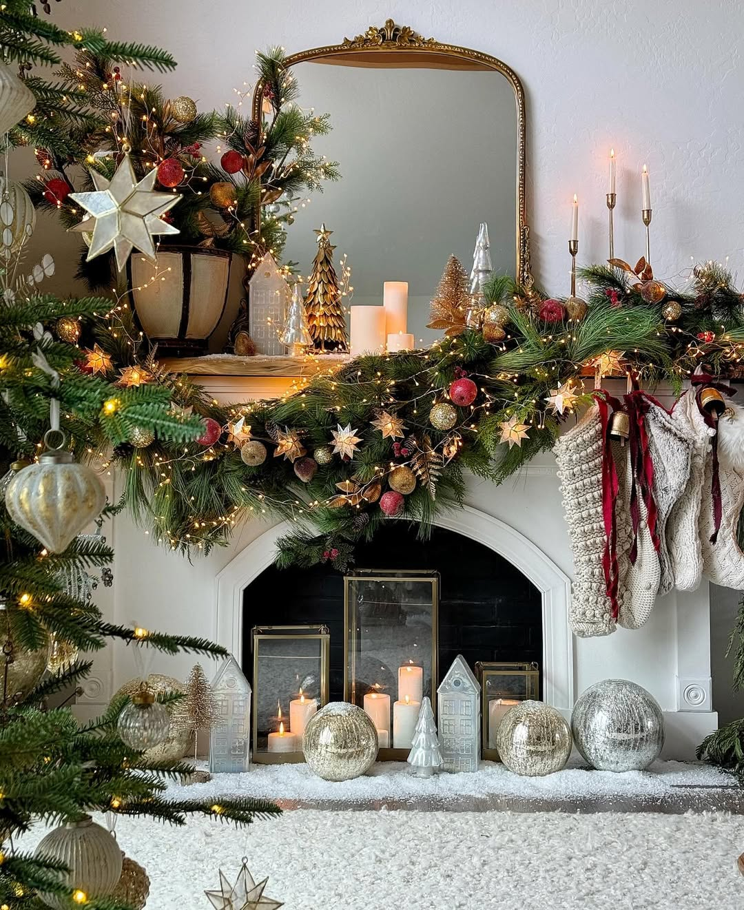 Festive fireplace decor
