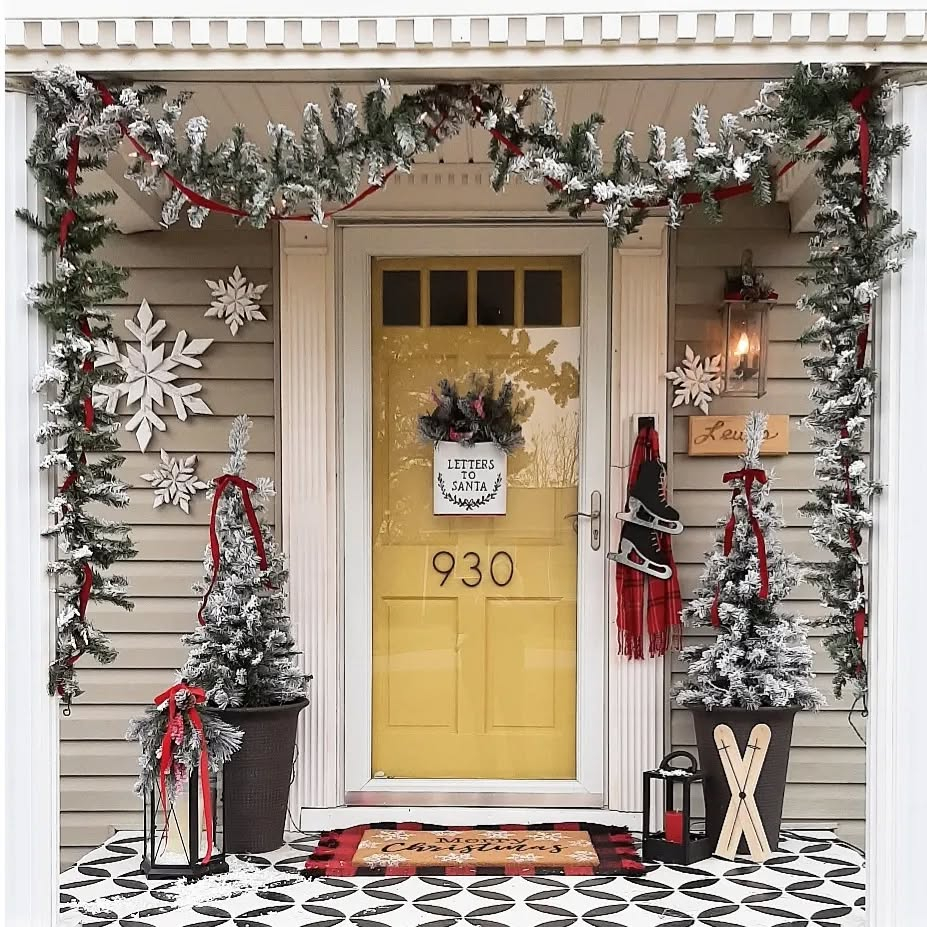 Frosted wreath and garland