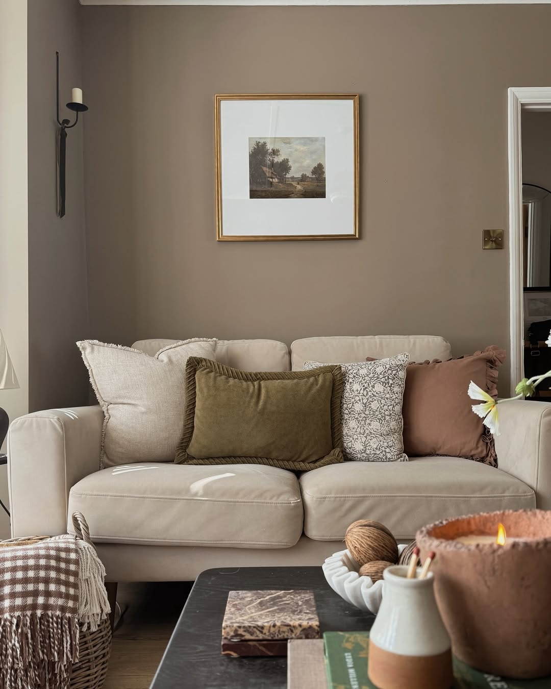 Colored throw pillows